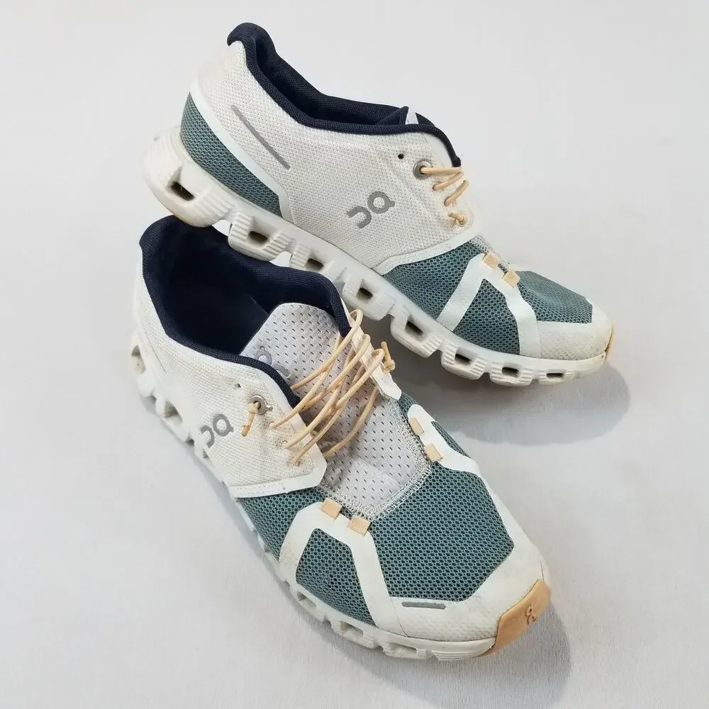On Cloud Shoes Womens Size 9 White Teal Mesh Running Athletic Sneakers 69.98856 - Picture 2 of 9